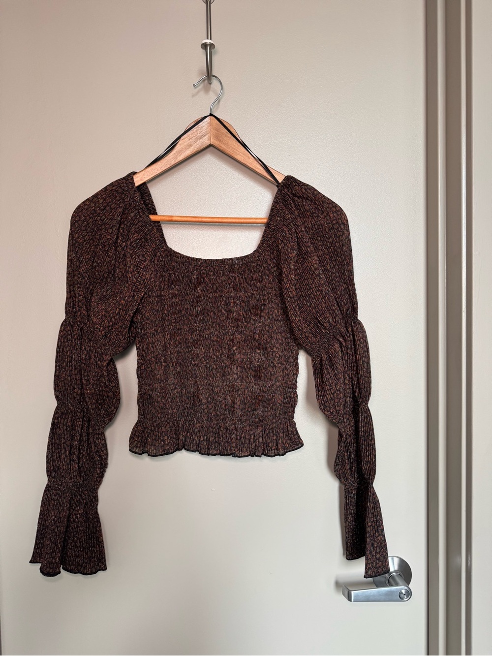 Anthropologie Bishop Shimmer Smocked Top